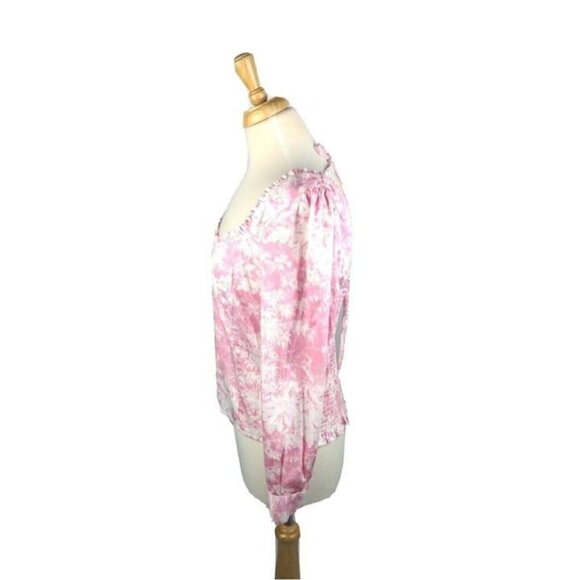 Wayf Womens Blouse Smocked Waist Long Sleeve Pink Floral Print Size XL NWOT - Picture 6 of 9